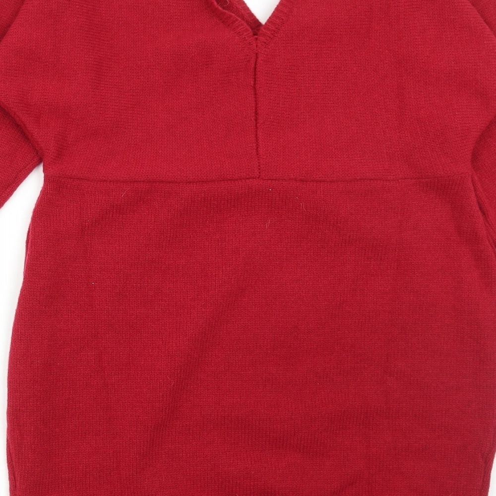SheIn Womens Red Acrylic Jumper Dress Size XL V-Neck