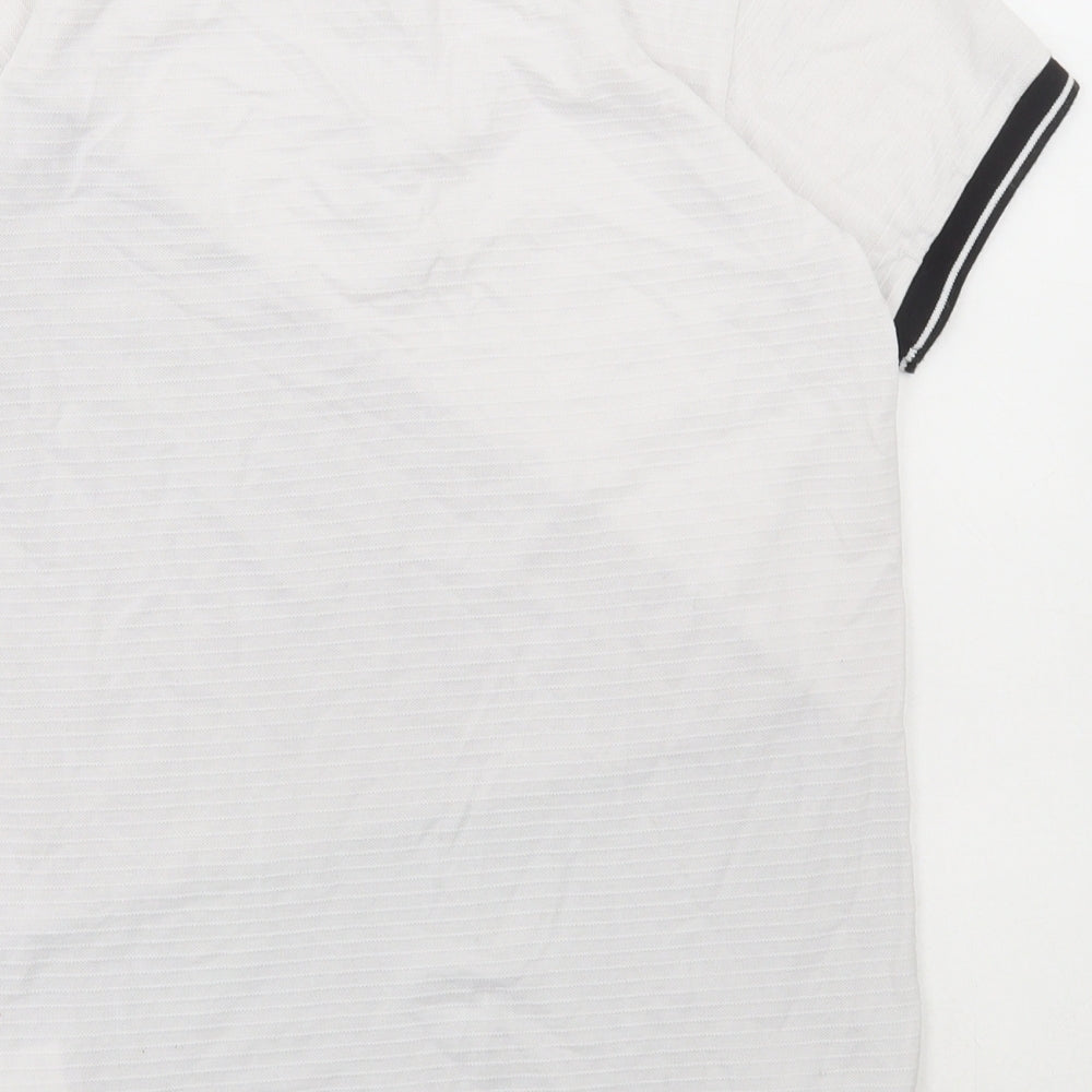 Matalan Boys White Colourblock Cotton Basic Polo Size 13 Years Collared