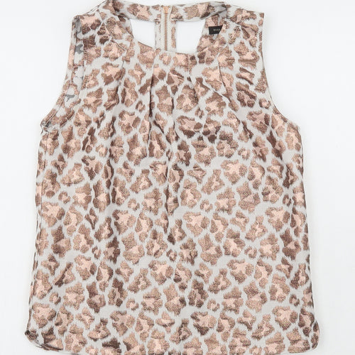 River Island Womens Multicoloured Animal Print Polyester Basic Tank Size 6 Scoop Neck