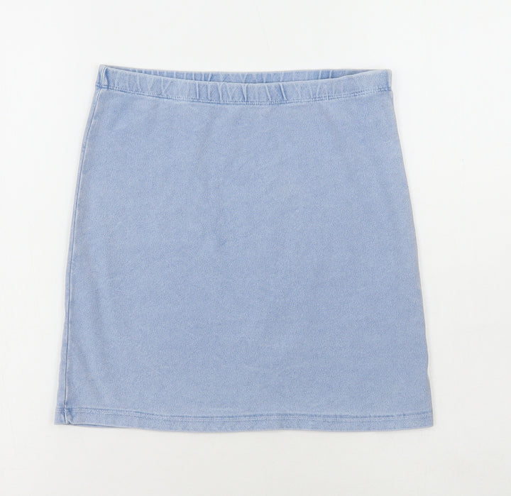 River Island Womens Blue Cotton A-Line Skirt Size 6