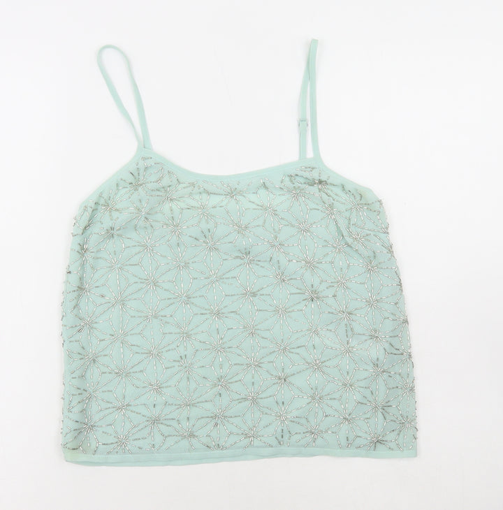 Topshop Womens Blue Polyester Camisole T-Shirt Size 8 Scoop Neck
