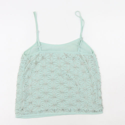 Topshop Womens Blue Polyester Camisole T-Shirt Size 8 Scoop Neck