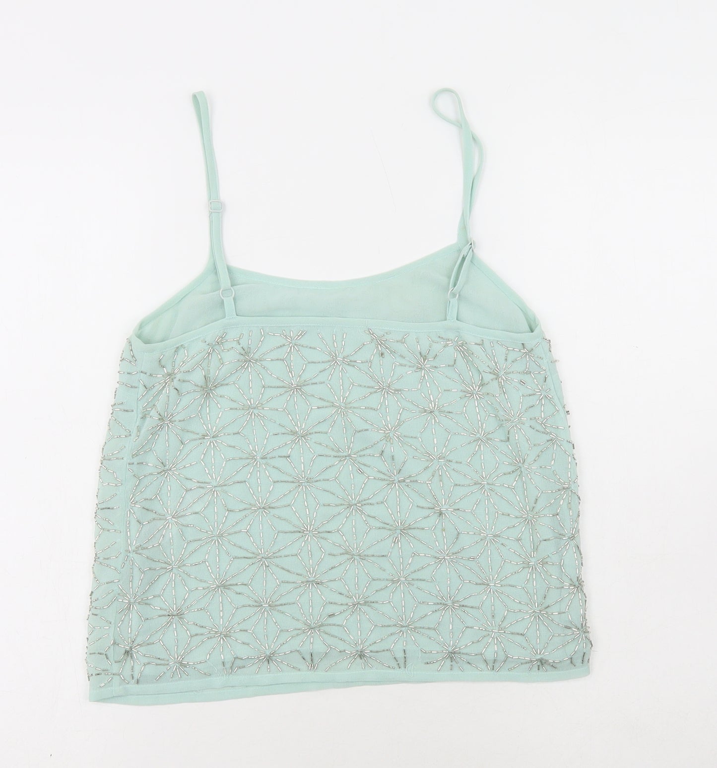 Topshop Womens Blue Polyester Camisole T-Shirt Size 8 Scoop Neck