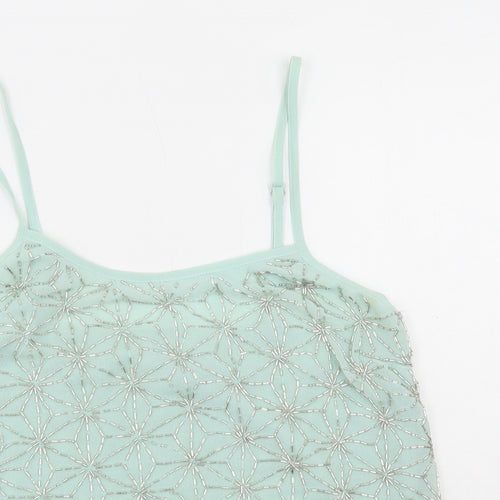 Topshop Womens Blue Polyester Camisole T-Shirt Size 8 Scoop Neck