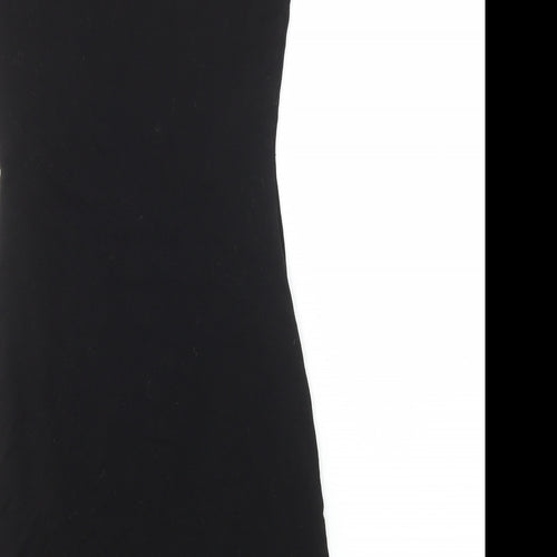 Warehouse Womens Black Viscose Bodycon Size 8 One Shoulder