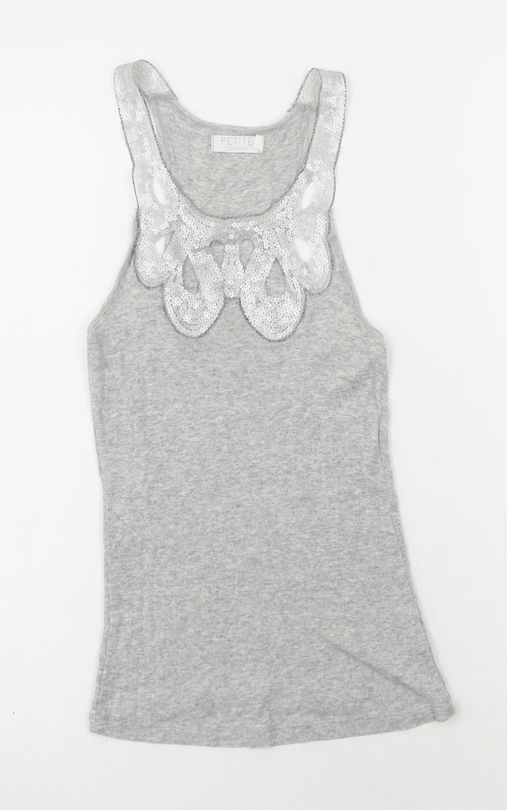 Topshop Womens Grey Viscose Camisole Tank Size 6 Scoop Neck