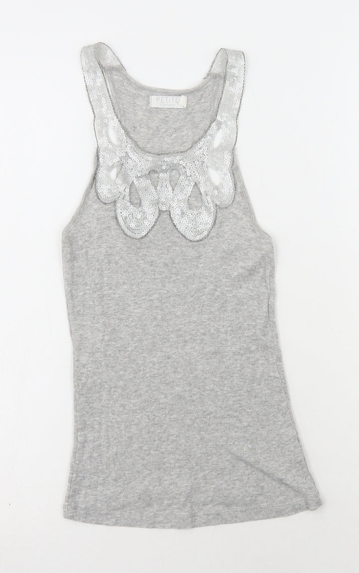 Topshop Womens Grey Viscose Camisole Tank Size 6 Scoop Neck