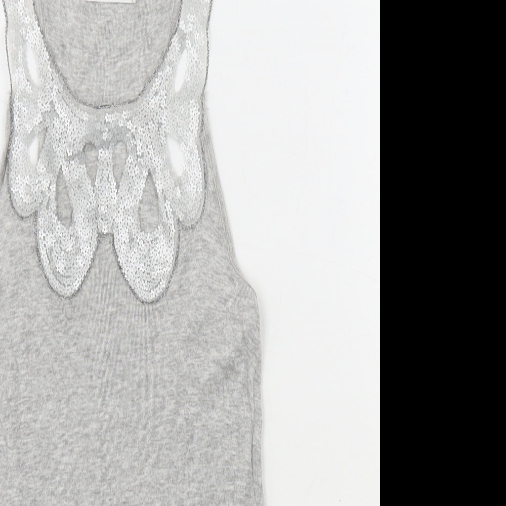 Topshop Womens Grey Viscose Camisole Tank Size 6 Scoop Neck