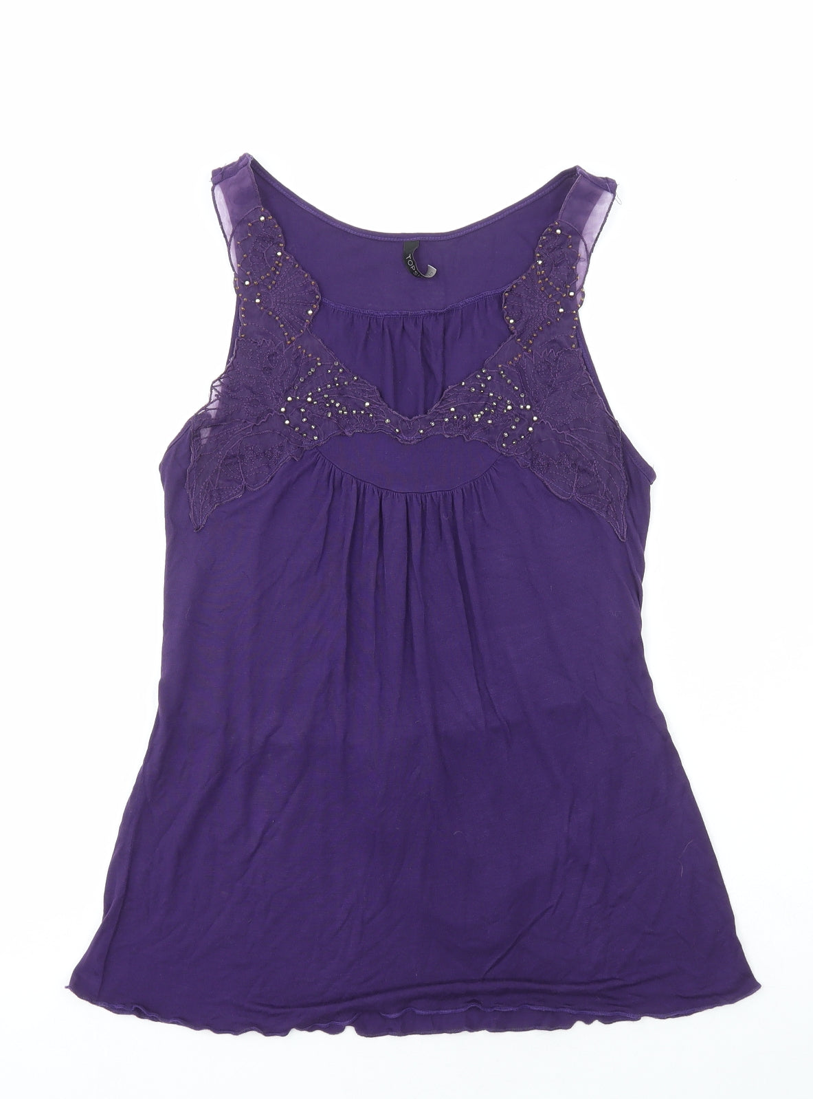 Topshop Womens Purple Viscose Camisole Tank Size 8 V-Neck