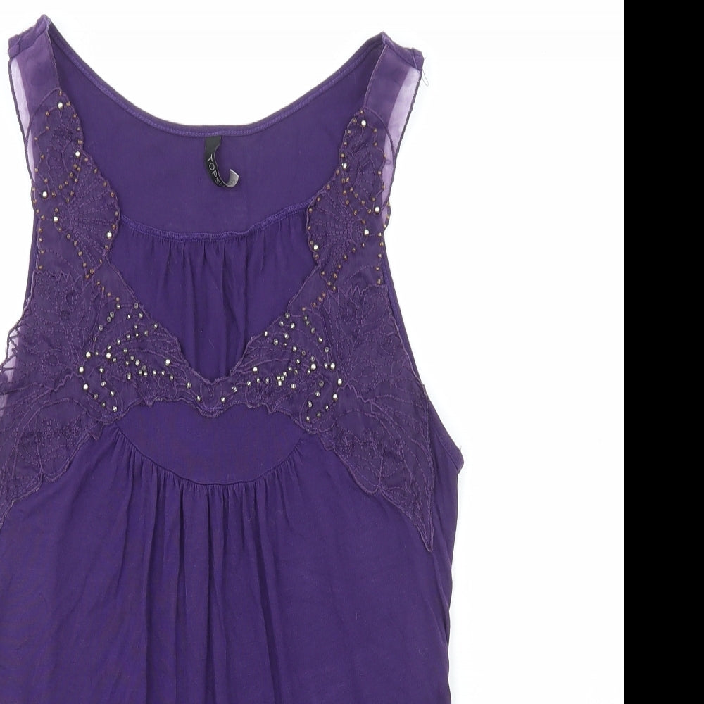 Topshop Womens Purple Viscose Camisole Tank Size 8 V-Neck