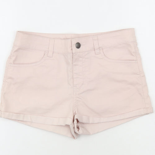 H&M Womens Beige Cotton Dungaree Shorts Shorts Size 8 Regular