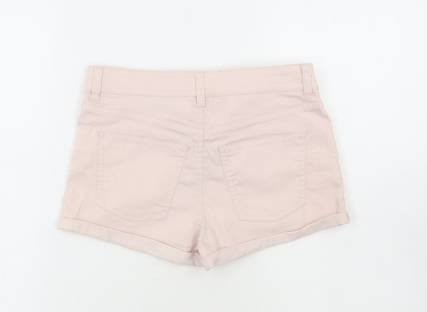 H&M Womens Beige Cotton Dungaree Shorts Shorts Size 8 Regular