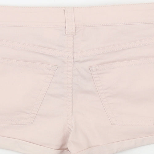 H&M Womens Beige Cotton Dungaree Shorts Shorts Size 8 Regular