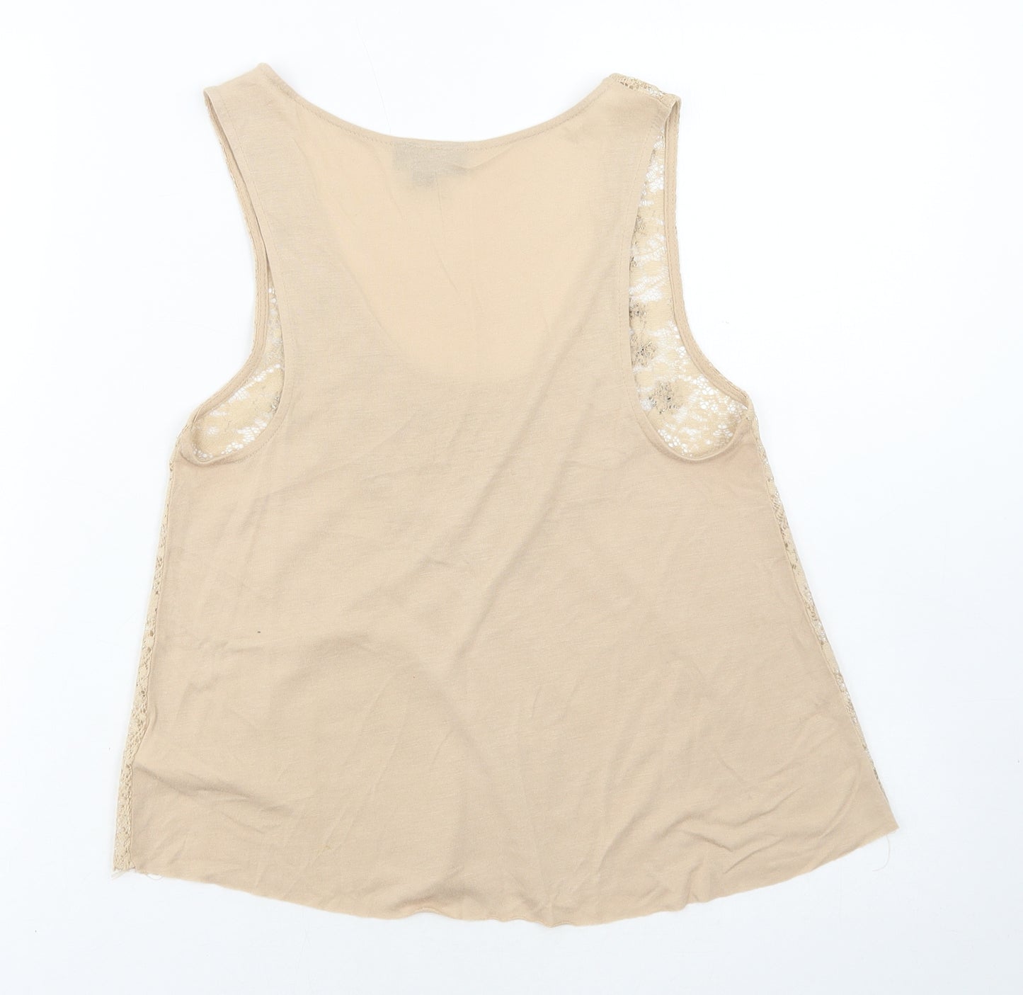 Topshop Womens Gold Polyester Camisole Tank Size 8 Round Neck - Lace Detail