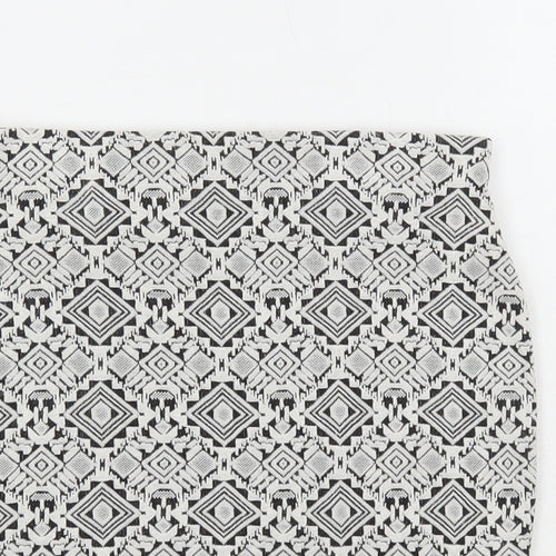 River Island Womens White Geometric Viscose Mini Skirt Size 8