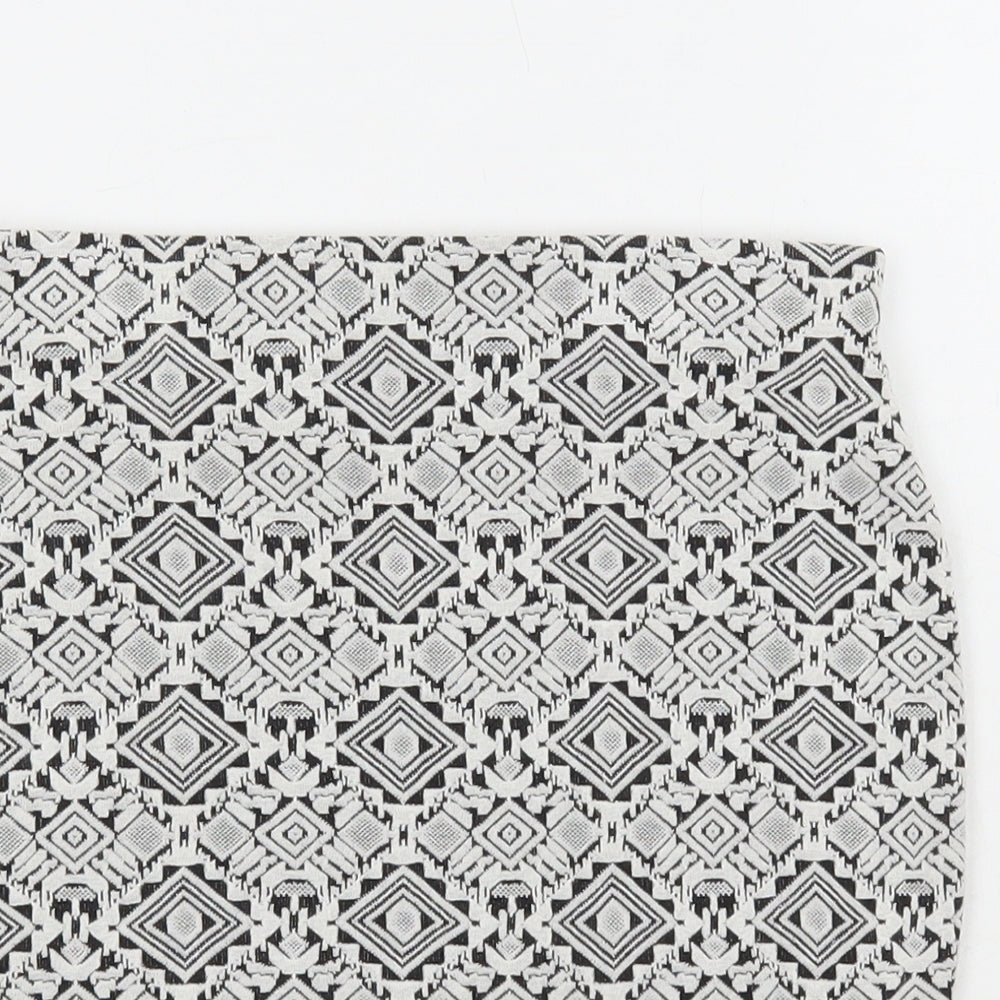 River Island Womens White Geometric Viscose Mini Skirt Size 8