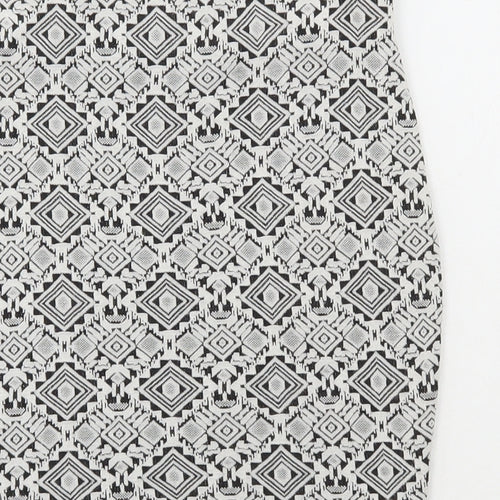 River Island Womens White Geometric Viscose Mini Skirt Size 8