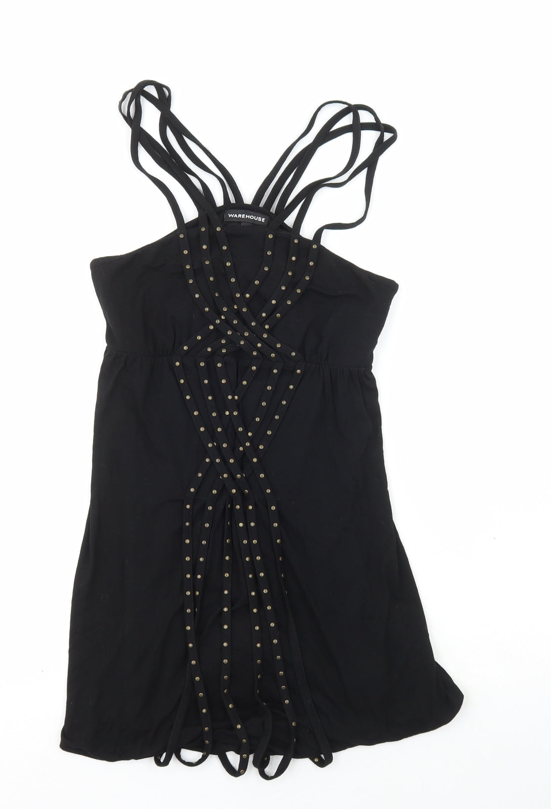 Warehouse Womens Black Viscose Mini Size 10 Sweetheart