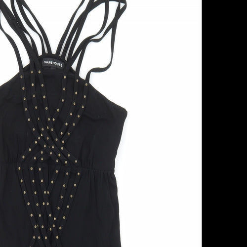 Warehouse Womens Black Viscose Mini Size 10 Sweetheart
