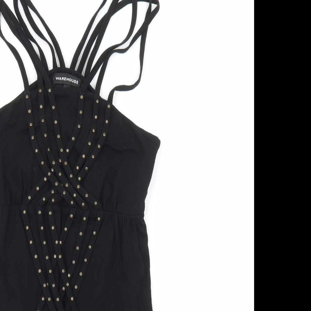 Warehouse Womens Black Viscose Mini Size 10 Sweetheart