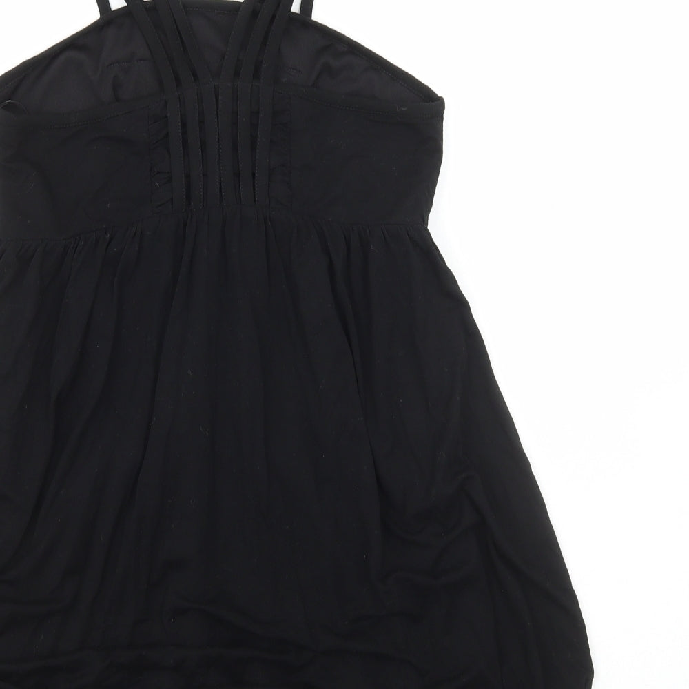 Warehouse Womens Black Viscose Mini Size 10 Sweetheart