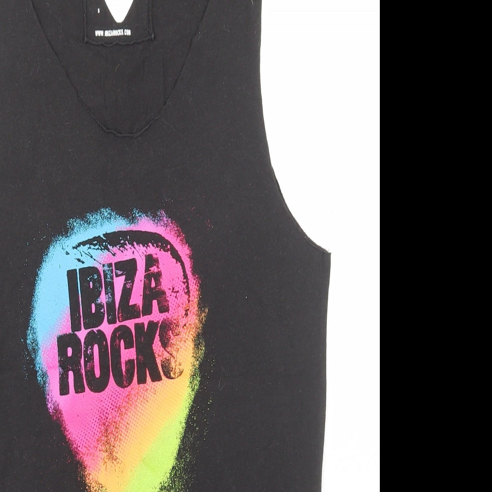 Ibiza Rocks Mens Black Cotton T-Shirt Size S Round Neck - IBIZA ROCKS