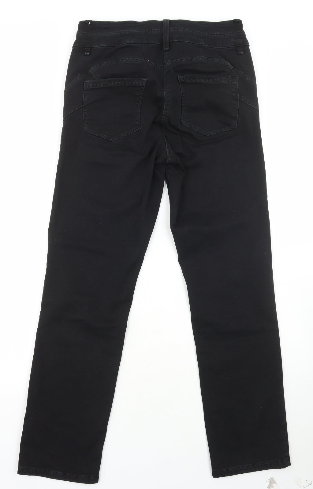 NEXT Womens Black Cotton Straight Jeans Size 14 L29 in Regular Zip