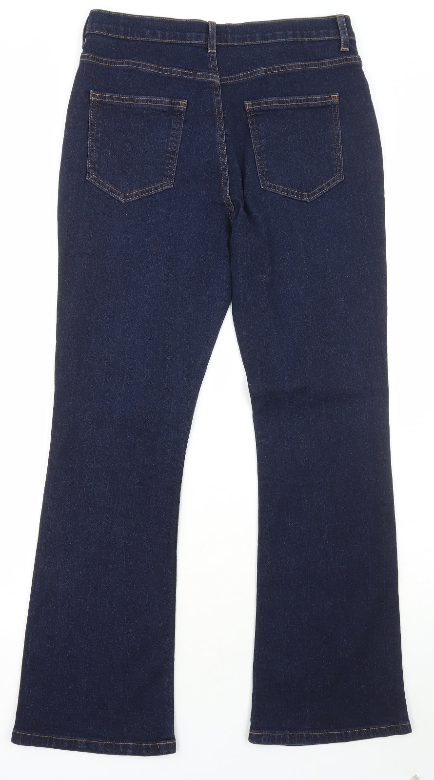 Marks and Spencer Womens Blue Cotton Bootcut Jeans Size 12 L28 in Regular Button