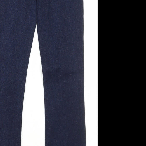 Marks and Spencer Womens Blue Cotton Bootcut Jeans Size 12 L28 in Regular Button
