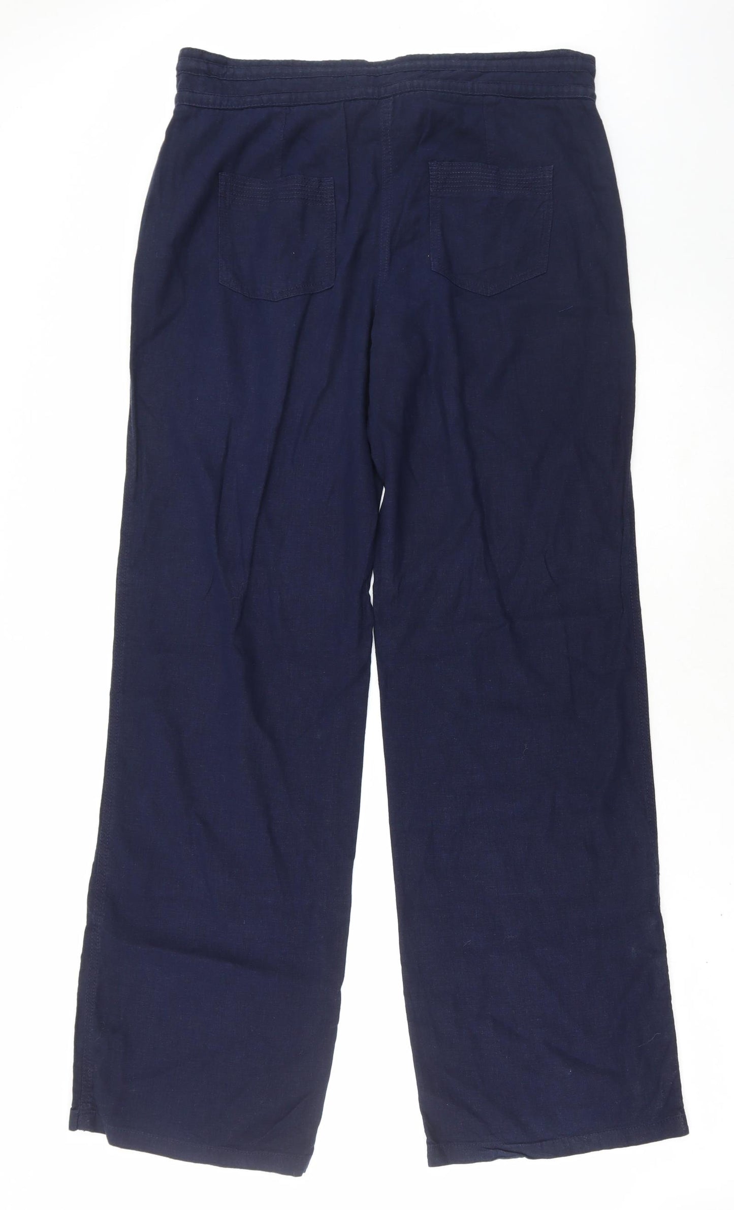 Parallel Womens Blue Linen Trousers Size 14 L32 in Regular Drawstring