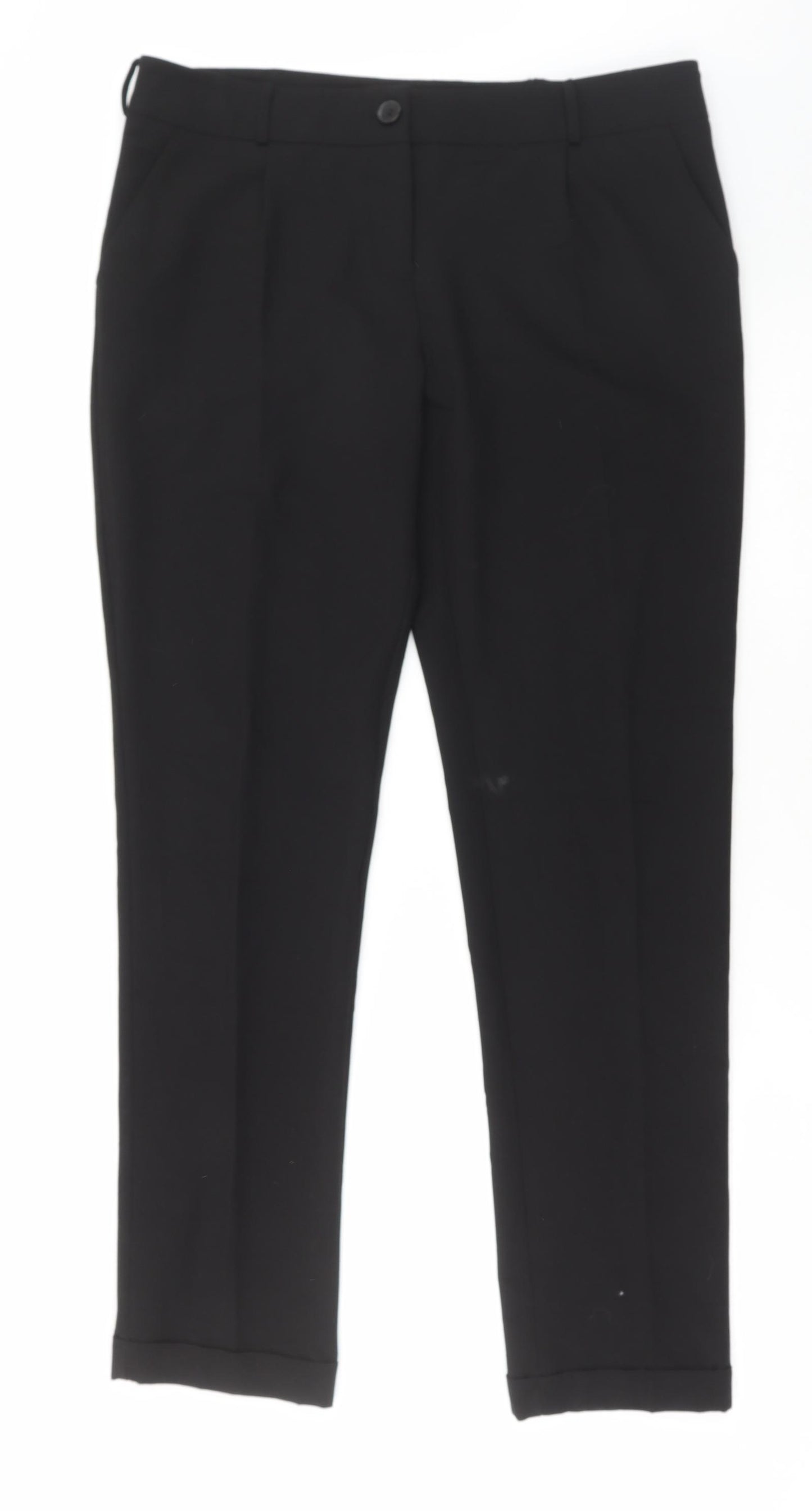 New Look Womens Black Polyester Trousers Size 14 L31 in Regular Button