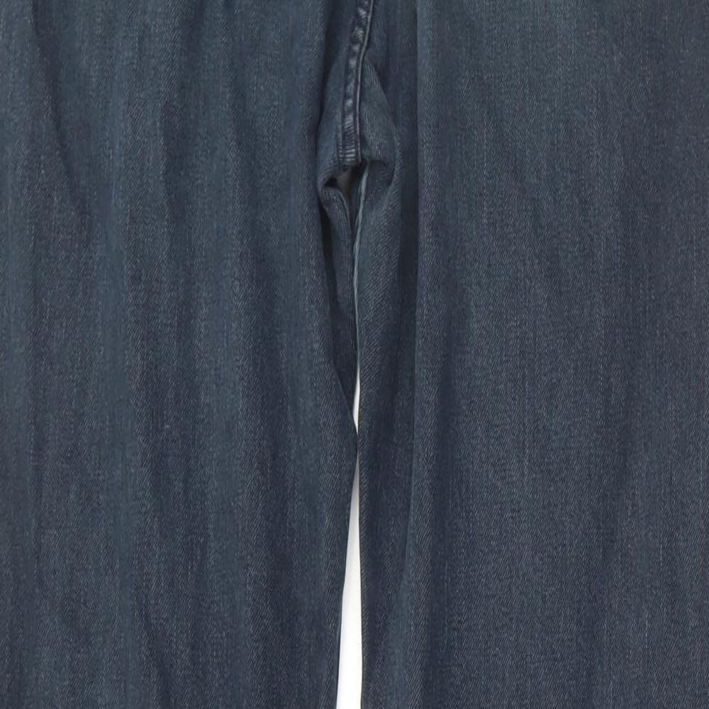 Blue Harbour Mens Blue Cotton Straight Jeans Size 34 in L31 in Regular Button