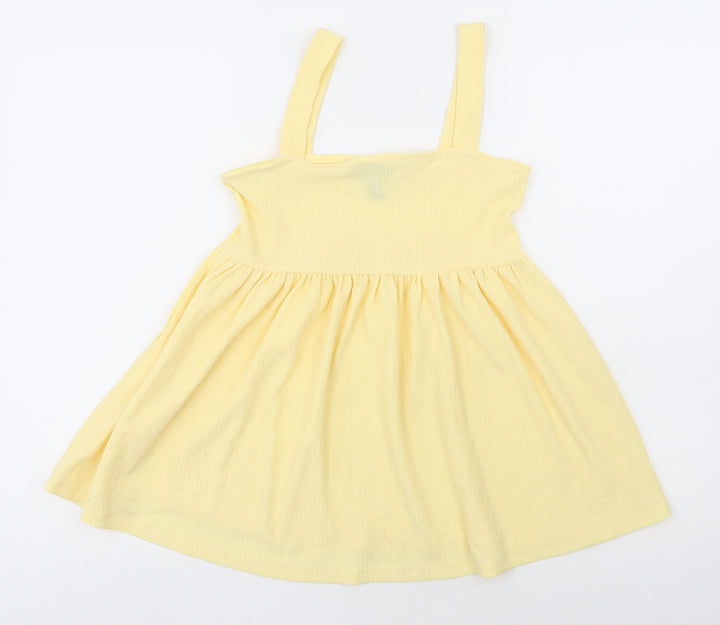 New Look Womens Yellow Polyester Basic Blouse Size 8 Square Neck