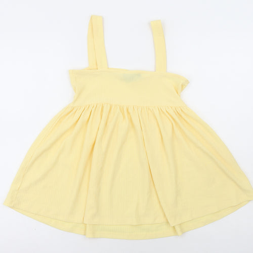 New Look Womens Yellow Polyester Basic Blouse Size 8 Square Neck