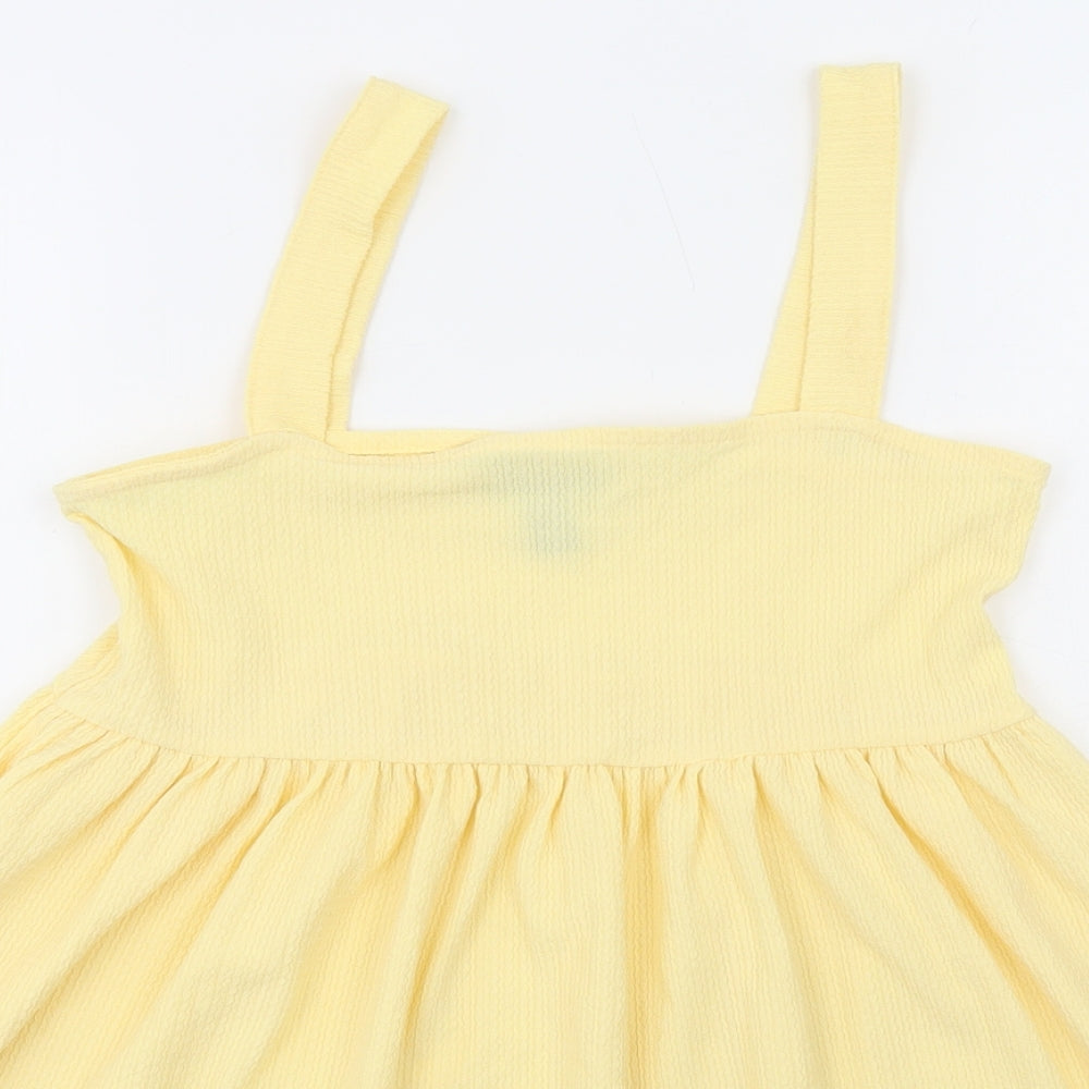 New Look Womens Yellow Polyester Basic Blouse Size 8 Square Neck
