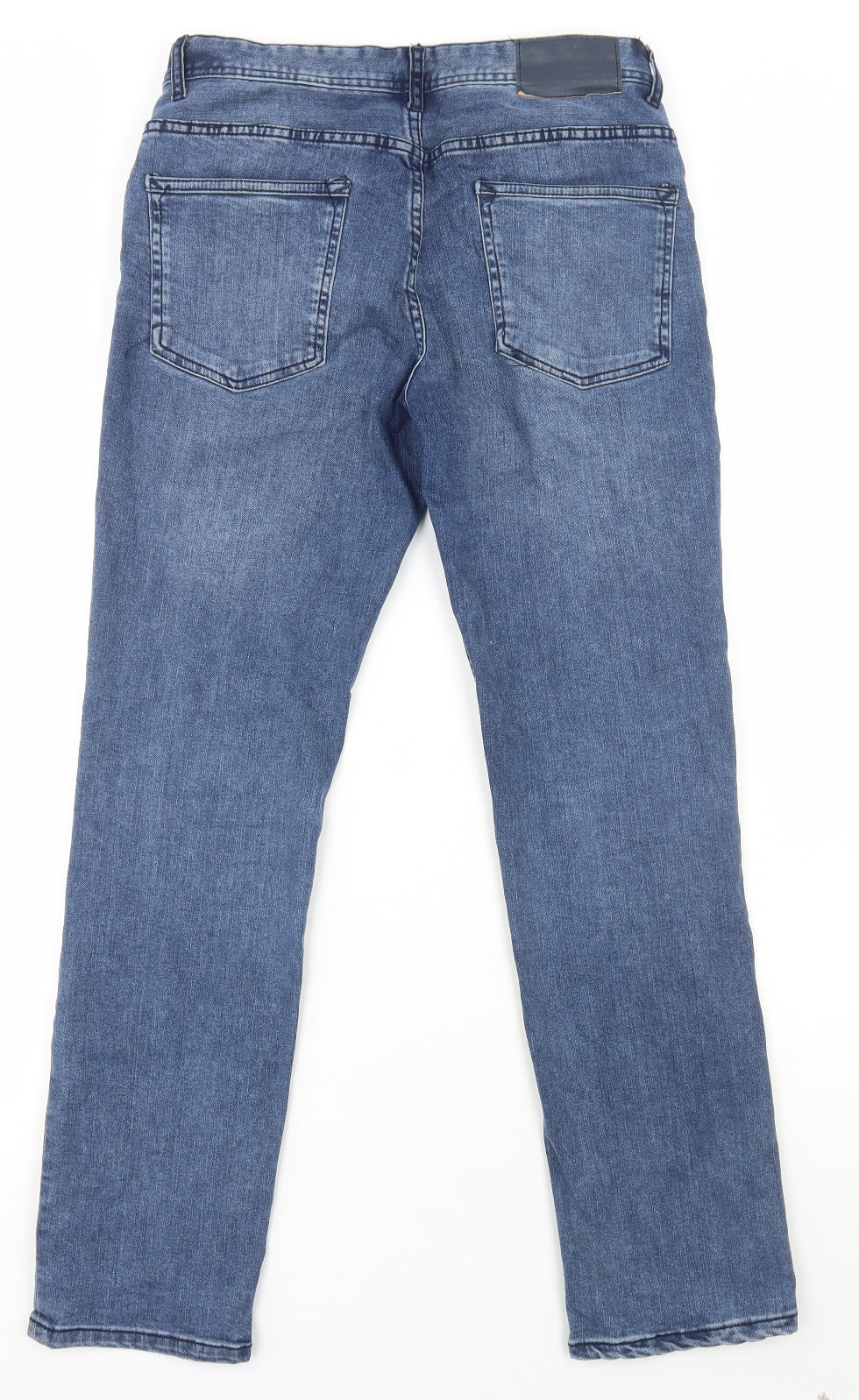 Denim & Co. Mens Blue Cotton Straight Jeans Size 30 in L30 in Regular Button