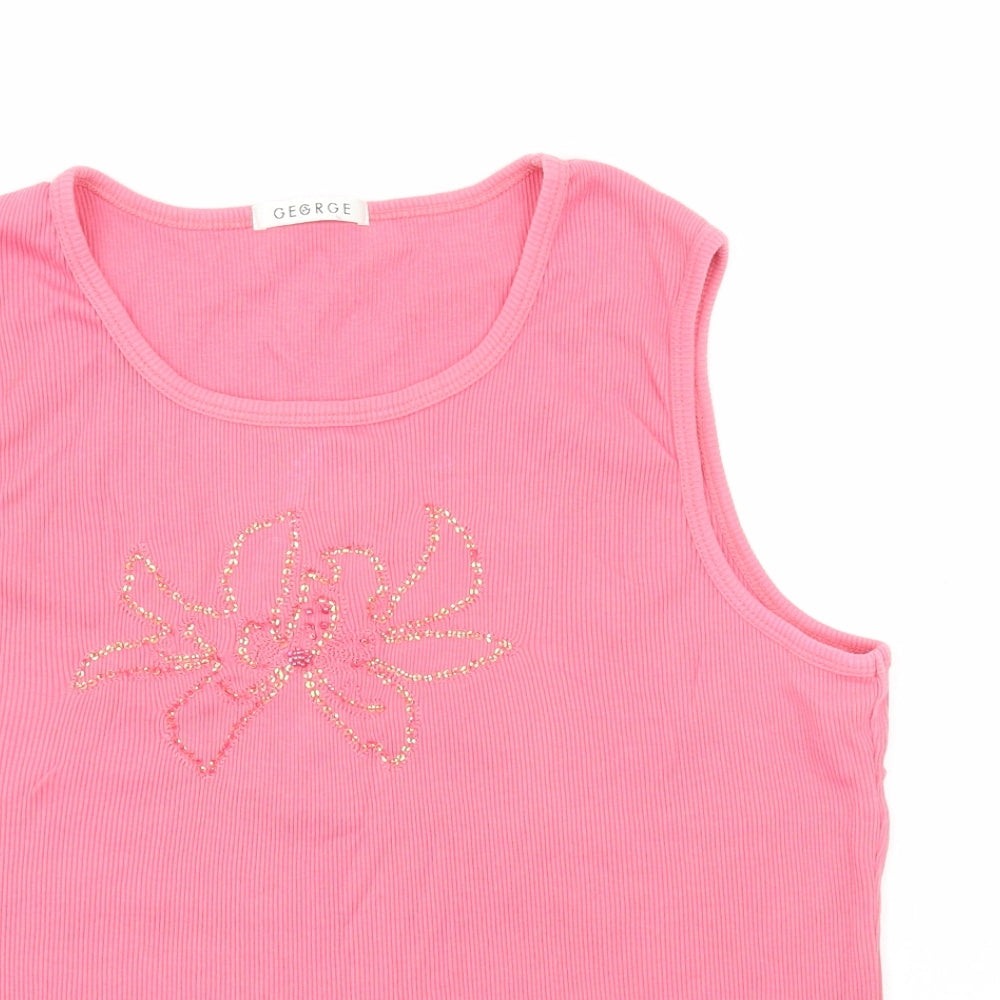 George Womens Pink Cotton Basic Tank Size 20 Scoop Neck