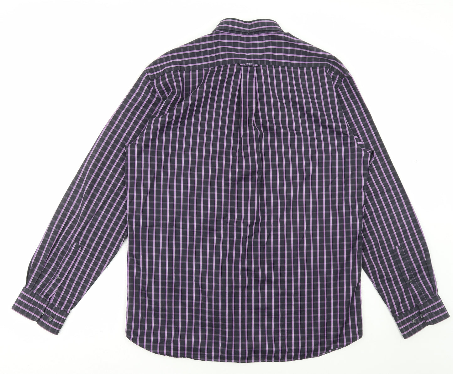 GANT Mens Purple Striped Cotton Dress Shirt Size L Collared Button