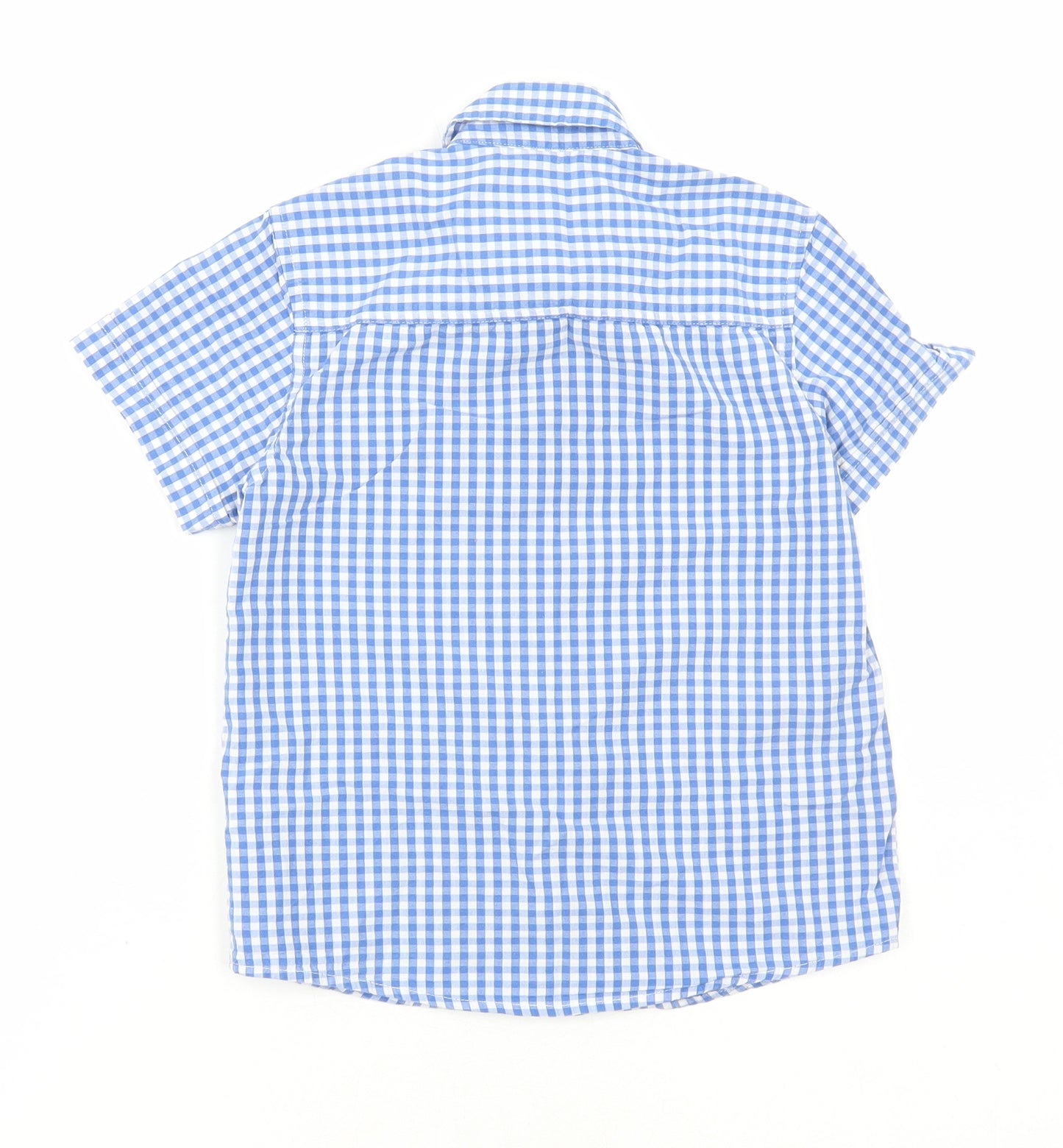 Primark Boys Blue Plaid Cotton Basic Dress Shirt Size 5-6 Years Collared Button