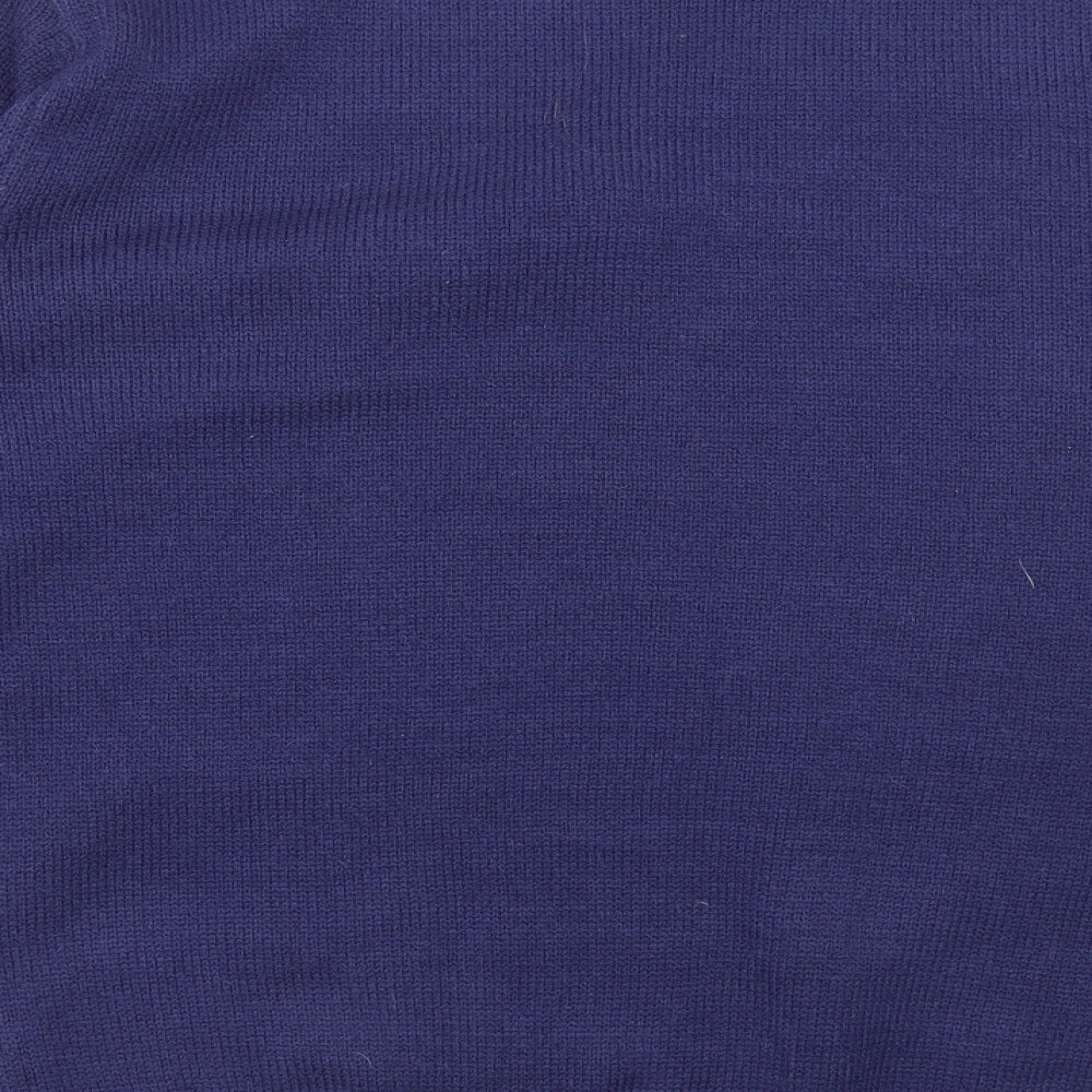 BHS Mens Blue Round Neck Acrylic Pullover Jumper Size XL - Snowman/Christmas