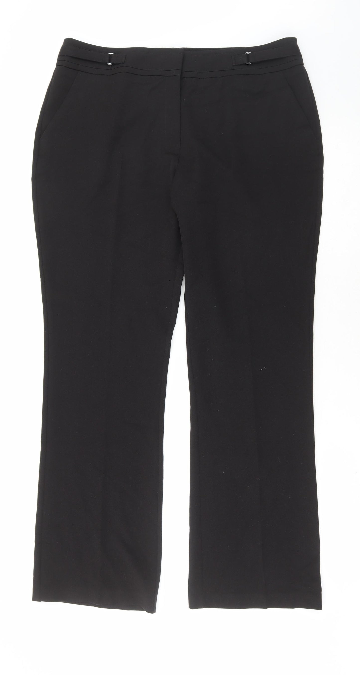 F&F Womens Black Polyester Trousers Size 18 L32 in Regular Zip