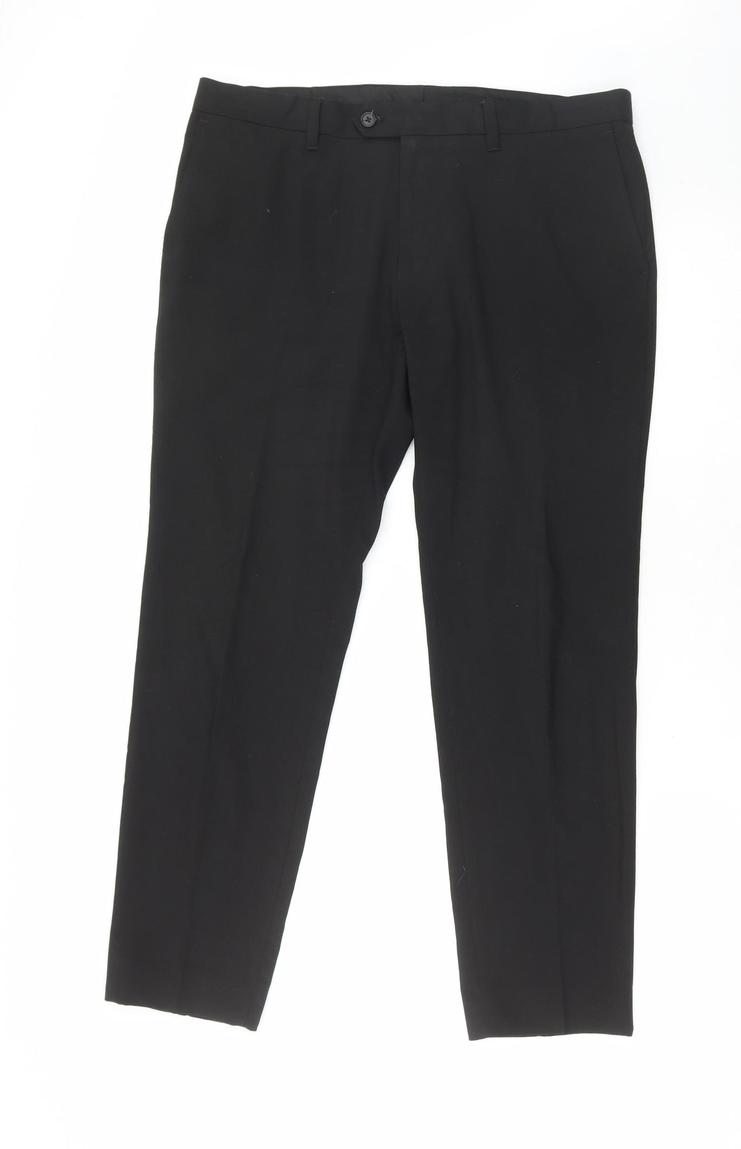 NEXT Mens Black Polyester Trousers Size 36 in L28 in Regular Button