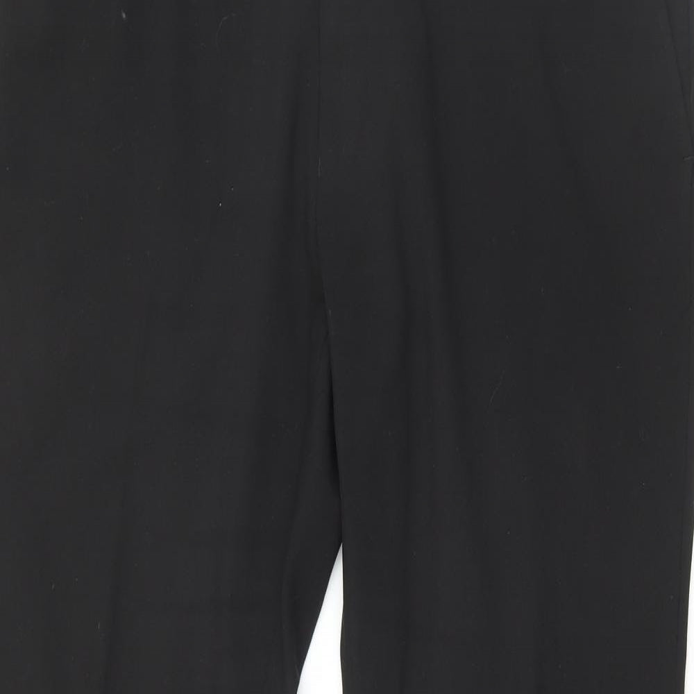 NEXT Mens Black Polyester Trousers Size 36 in L28 in Regular Button