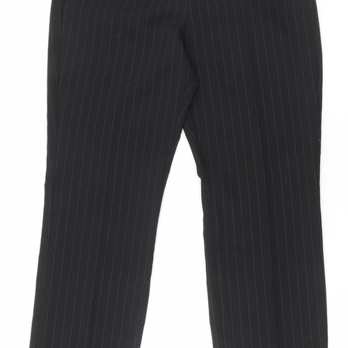 Dorothy Perkins Womens Black Striped Polyester Trousers Size 12 L28 in Regular Button