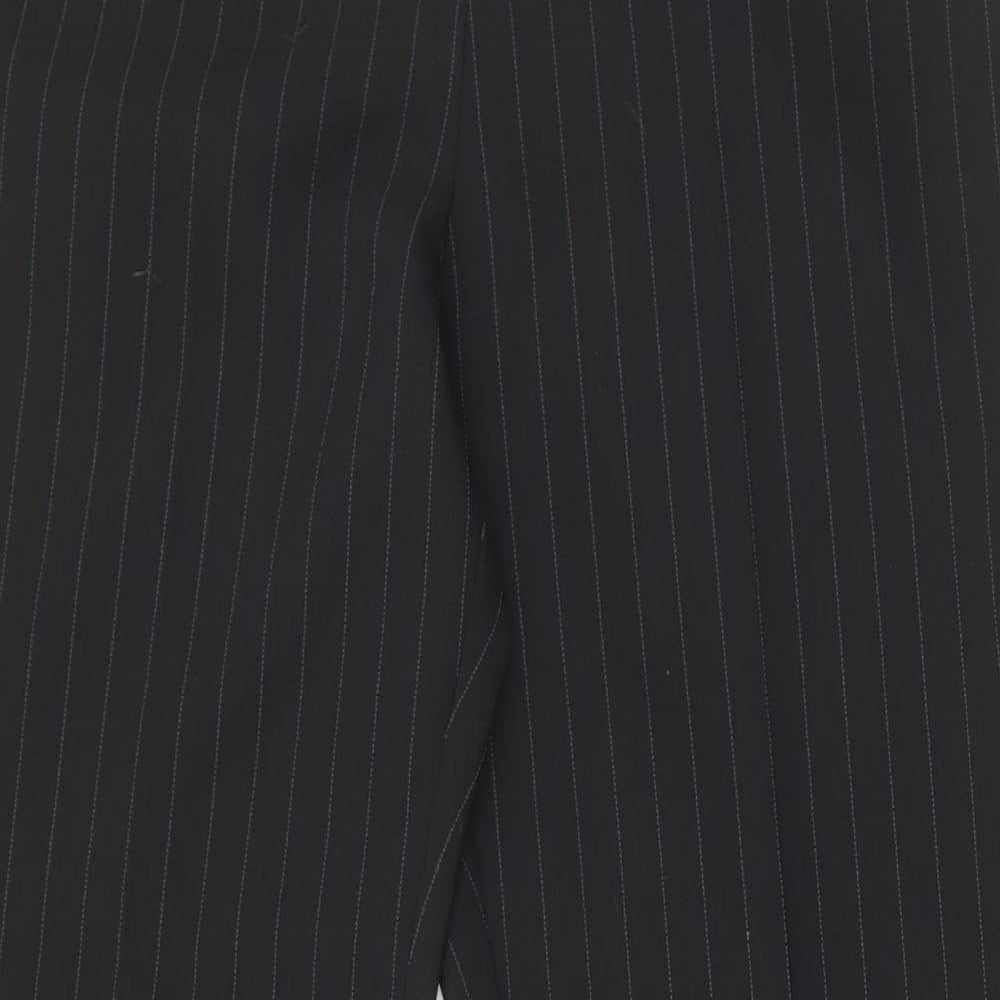 Dorothy Perkins Womens Black Striped Polyester Trousers Size 12 L28 in Regular Button