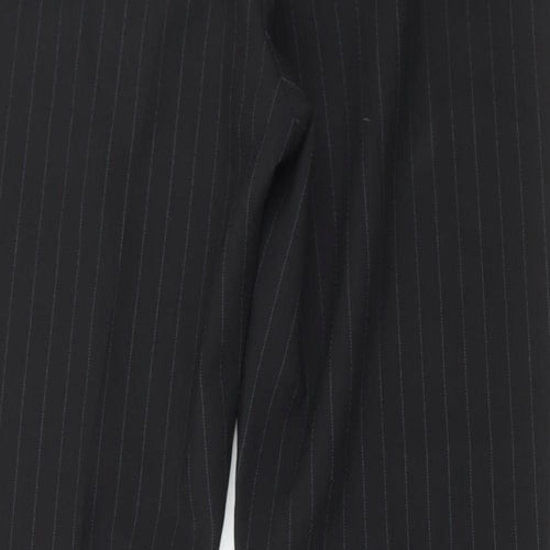 Dorothy Perkins Womens Black Striped Polyester Trousers Size 12 L28 in Regular Button