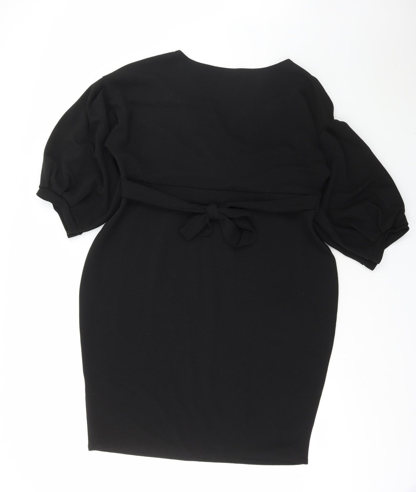 Boohoo Womens Black Polyester Pencil Dress Size 24 V-Neck