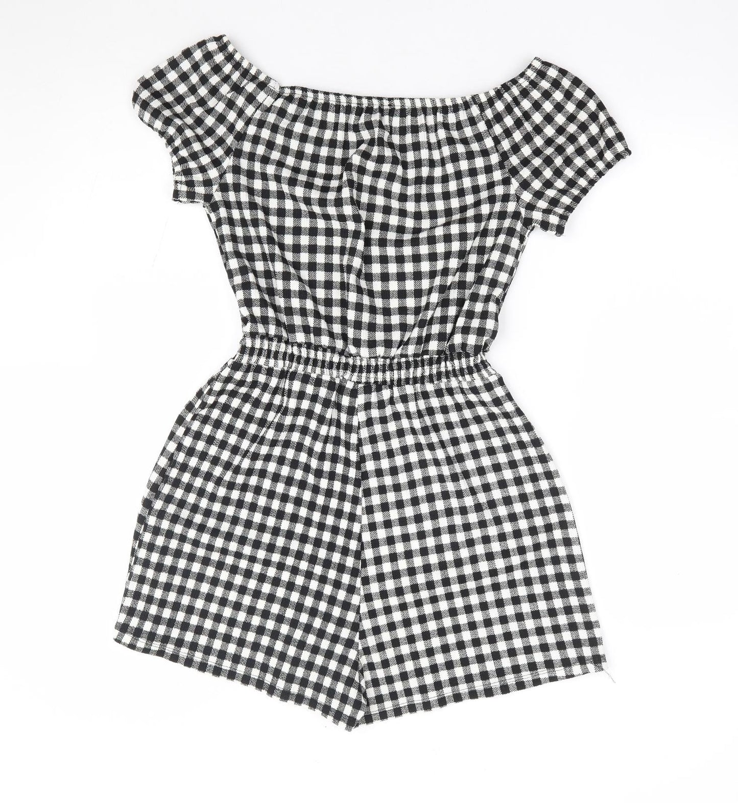 New Look Girls Black Check Polyester Playsuit One-Piece Size 14-15 Years Pullover