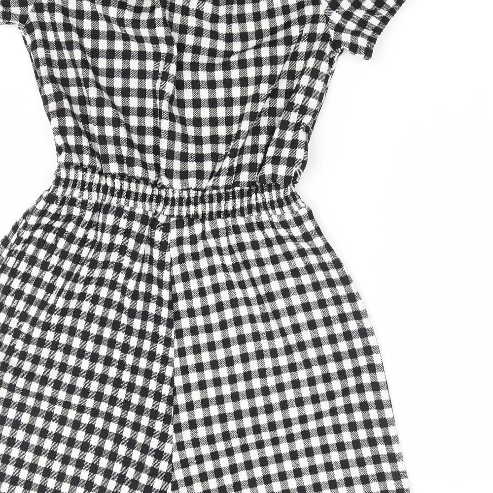 New Look Girls Black Check Polyester Playsuit One-Piece Size 14-15 Years Pullover