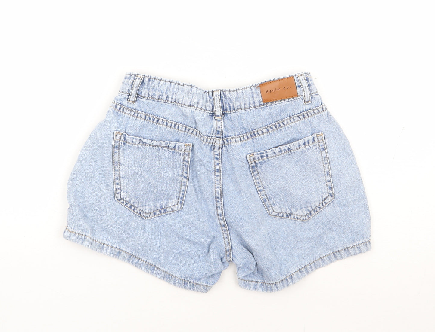 Primark Girls Blue Cotton Mom Shorts Size 8-9 Years Regular Zip